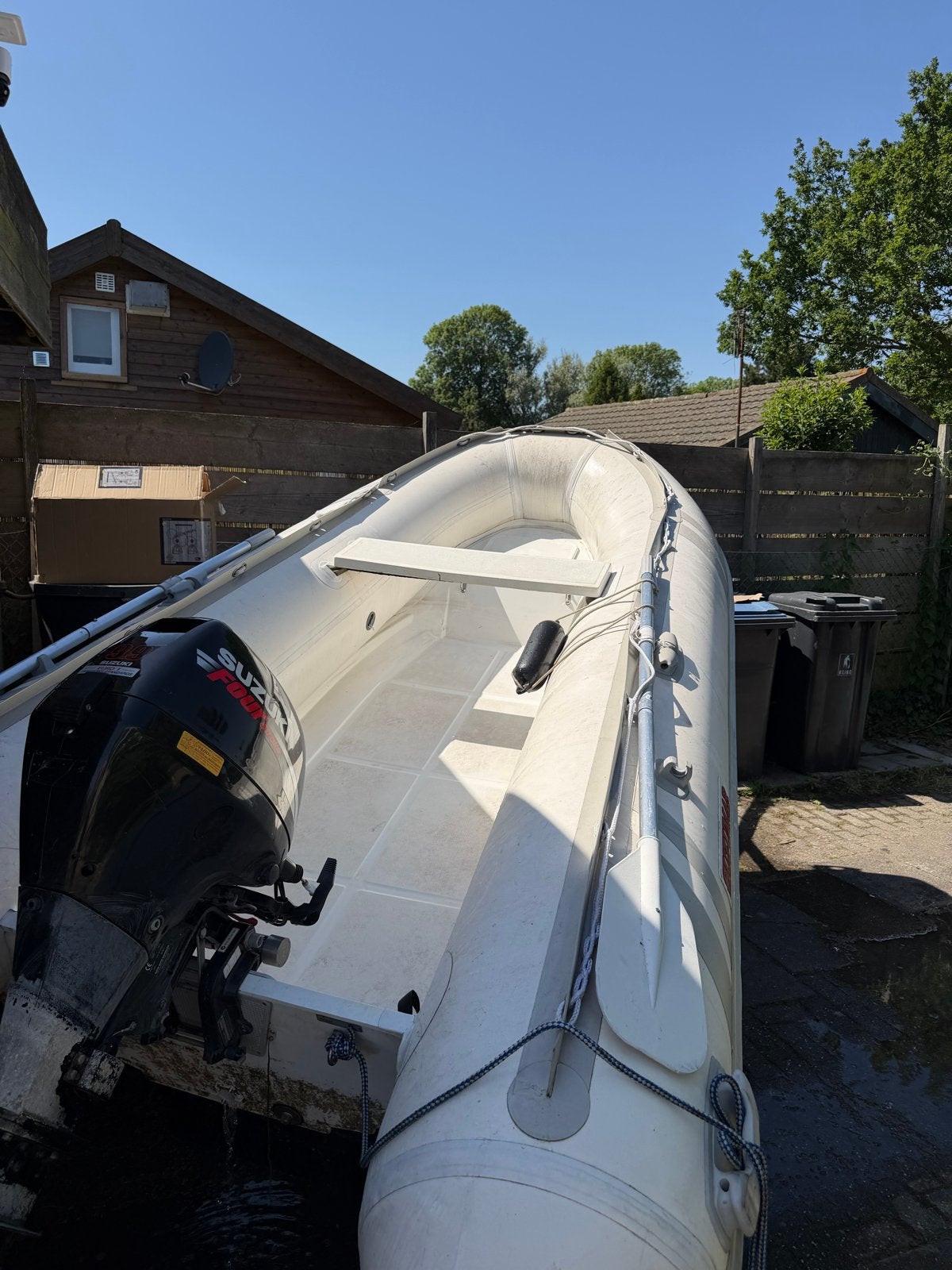 Suzuki 15 pk buitenboordmotor met rubberboot en trailer, Aluminium, Ophalen of Verzenden, Gebruikt, Inclusief motor