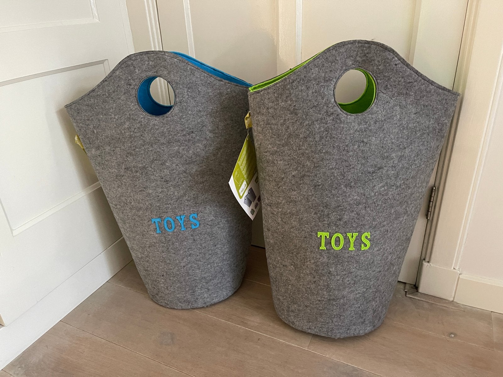 Vilt Speelgoedtas - Grijs met Blauw/Groen (2 stuks), Ophalen, Nieuw, Meerkleurig, Textiel