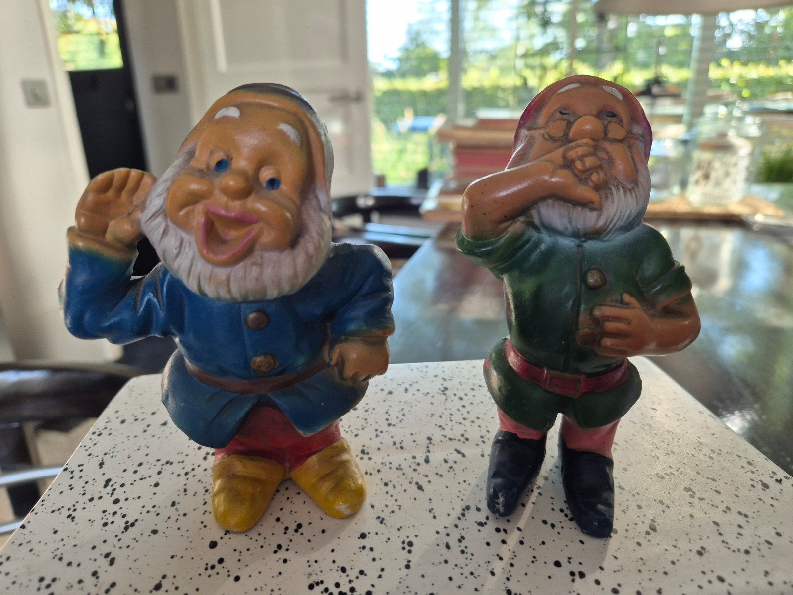 Vintage Keramische Beeldjes Zeven Dwergen (Giechel & Niezer), Ophalen of Verzenden, Sneeuwwitje of Doornroosje, Gebruikt, Beeldje of Figuurtje
