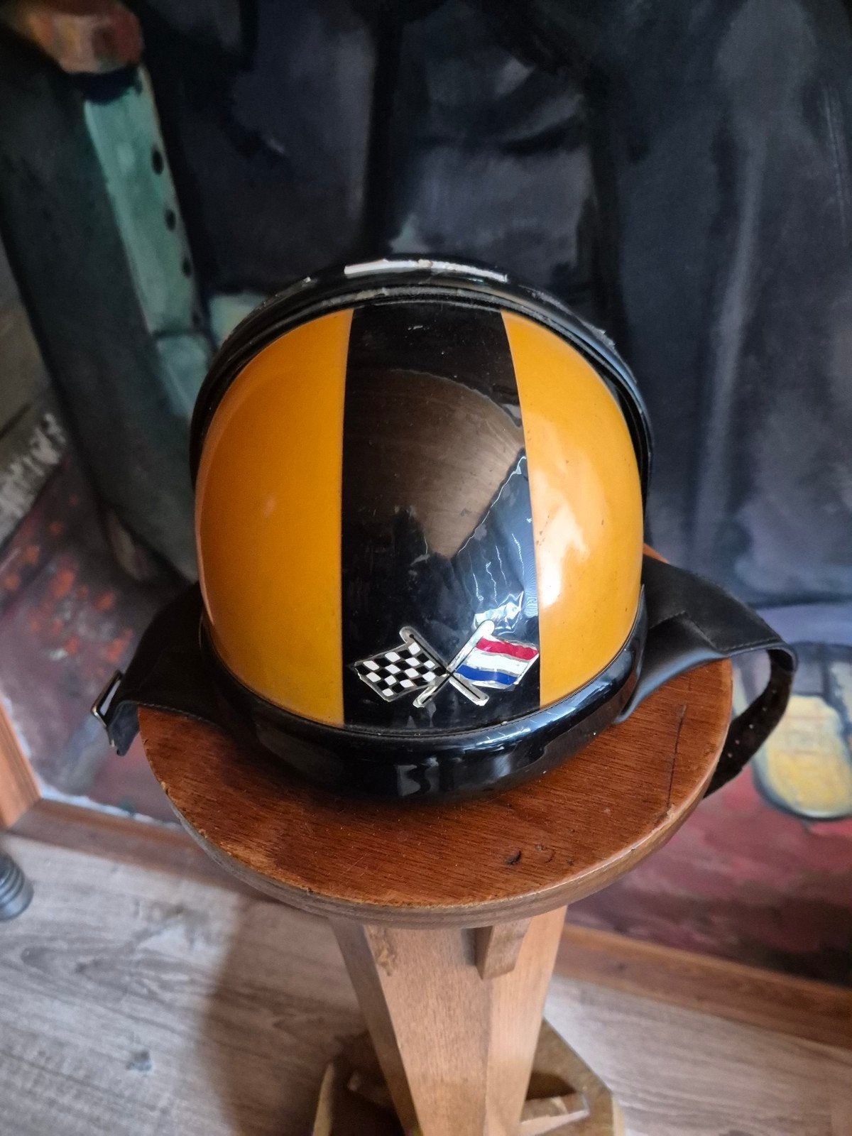 Vintage Jethelm - Geel met Zwarte Streep, Overige merken, Heren, Jethelm, Ophalen of Verzenden