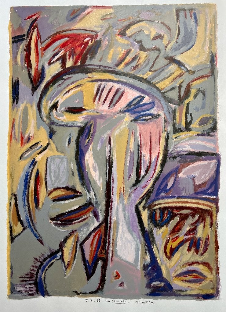 Acryl op papier Frans van Straalen - Menorca, Antiek en Kunst, Kunst | Schilderijen | Abstract, Verzenden