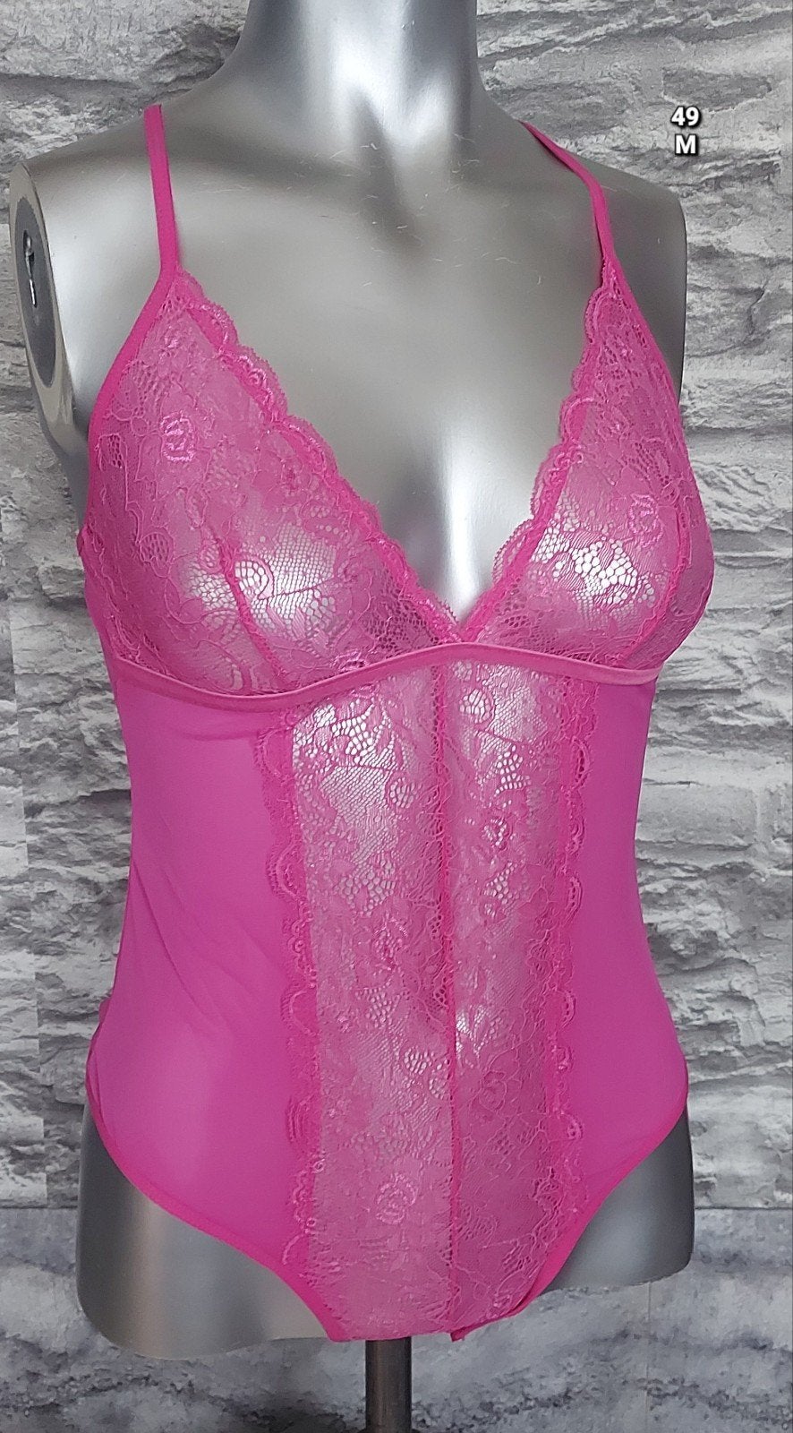 Sexy Roze stringBody met Kant - Maat M, Onbekend, Ophalen of Verzenden, Roze, Body of Korset