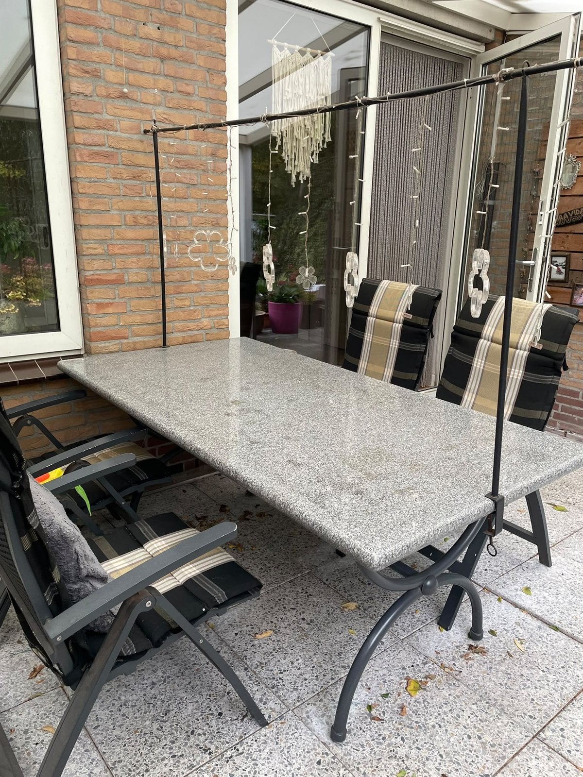 Granieten buiten tafel 190x100 (zwaar), Ophalen, Gebruikt, Rechthoekig, Overige materialen