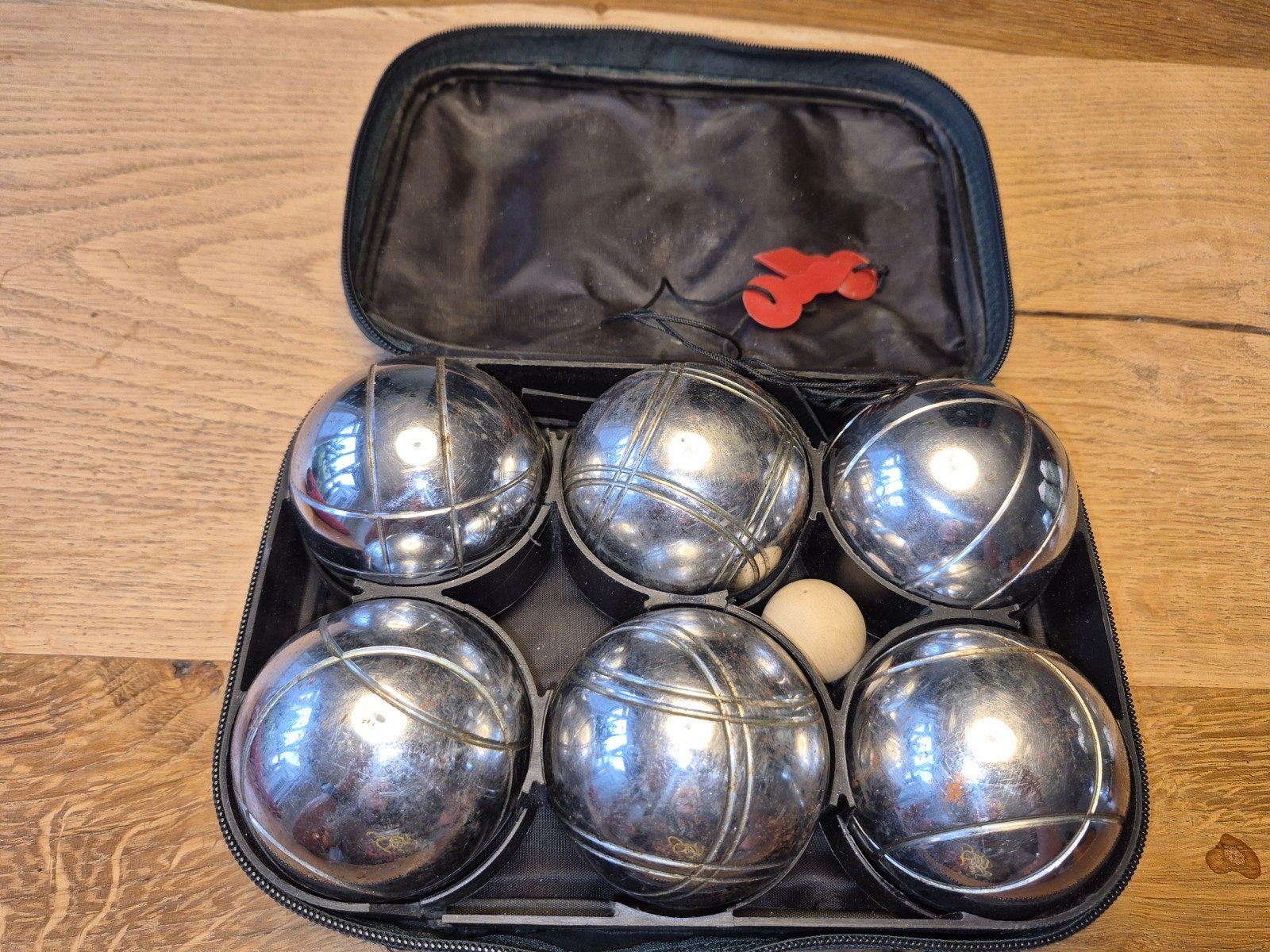 Boules set met 6 metalen ballen en draagtas, Ophalen of Verzenden, Gebruikt