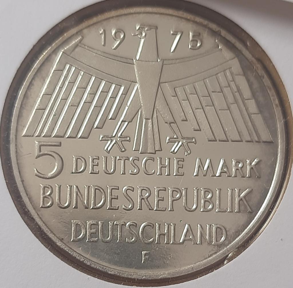 Duitsland 5 mark 1975 F (Zilver) Schaars oplage: 250.000., Postzegels en Munten, Munten | Europa | Niet-Euromunten, Ophalen of Verzenden