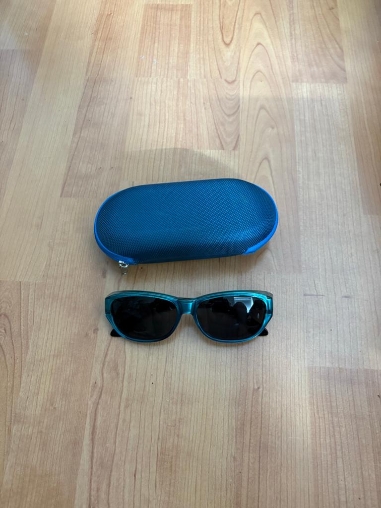 Overzetbril Fitofar blauw met etui, Overige merken, Gebruikt, Zonnebril, Blauw