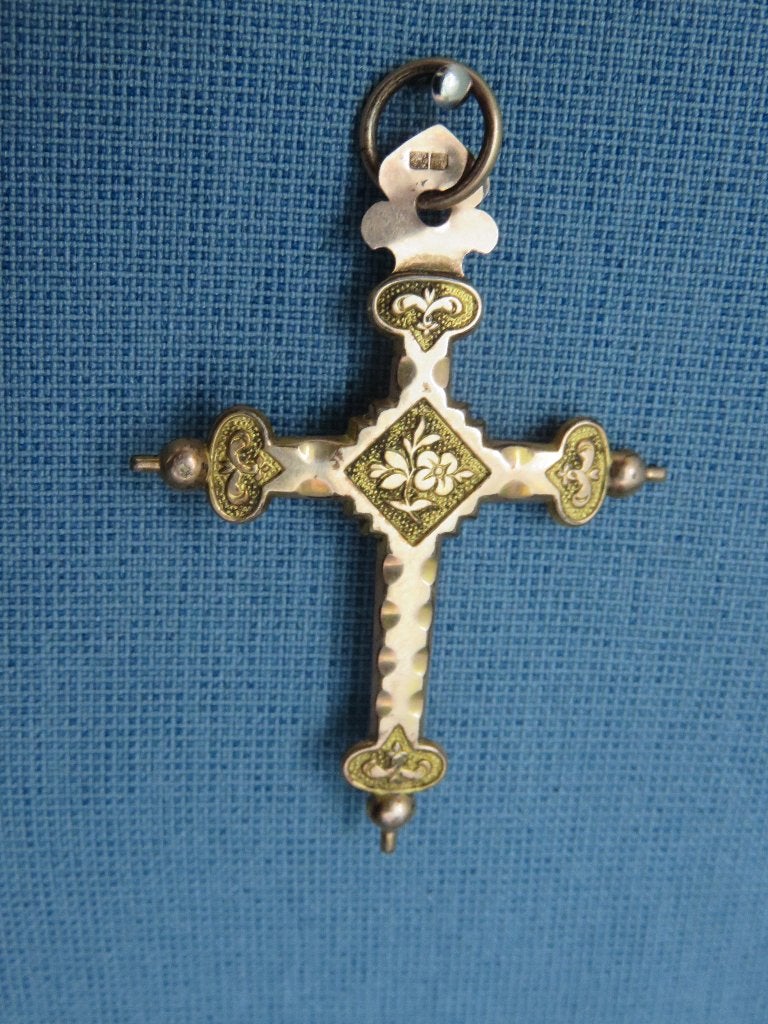 Antiek kruisje in koper verguld - ca. 1900 - bodemvondst, Ophalen of Verzenden
