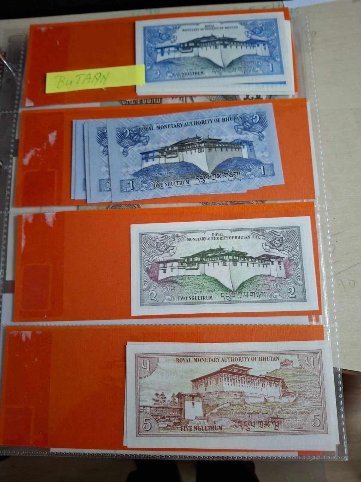 5 biljetten uit Bhutan, Ophalen of Verzenden, Overige landen, Setje