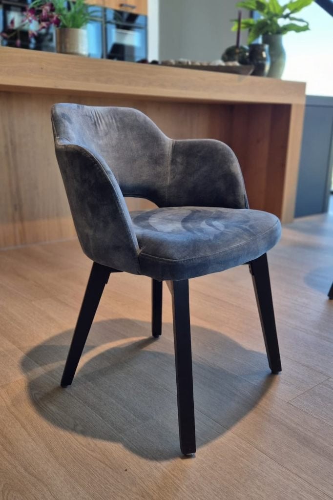 Eetkamer Stoelen, Blauw Velvet, met of zonder motief, Ophalen, Gebruikt, Blauw, Stof