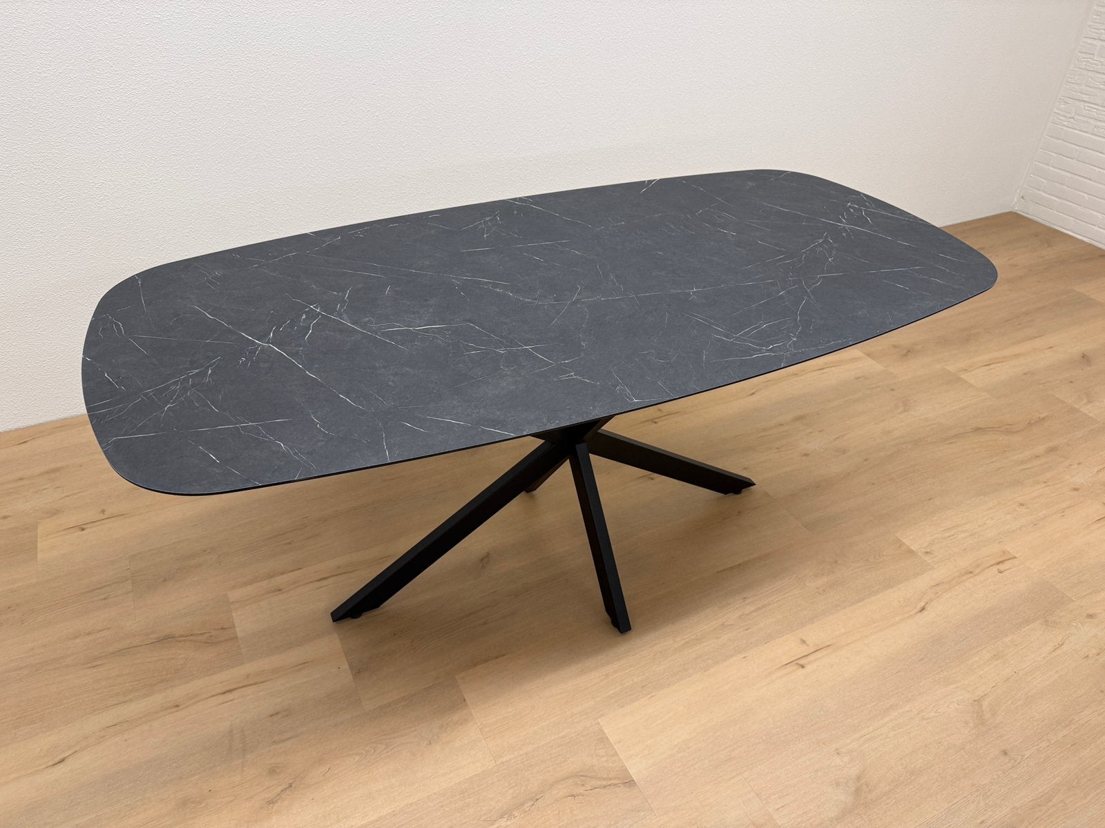 Deens ovale eettafel 180x90 - Marmer HPL - Direct Leverbaar, Huis en Inrichting, Zo goed als nieuw, 150 tot 200 cm, Ovaal, Info@betaalbaar-design.nl
