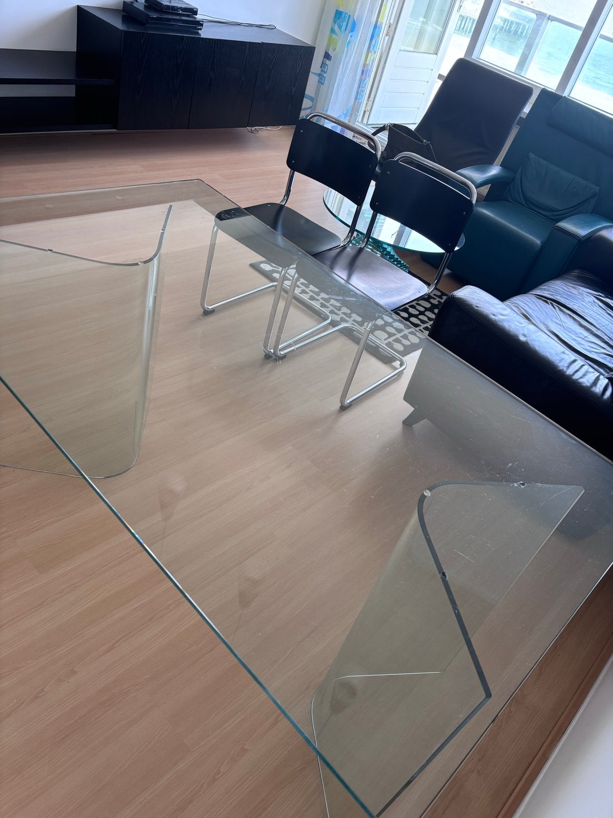 Glazen design tafel - Zware kwaliteit, Ophalen, Gebruikt, 100 tot 150 cm, 50 tot 100 cm