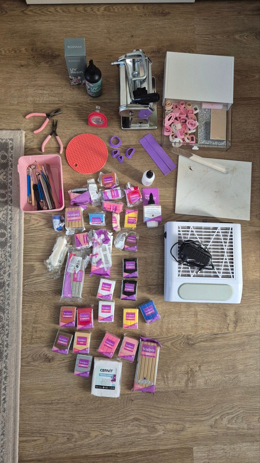 Groot startpakket polymeerklei met accessoires, Gebruikt, Ophalen of Verzenden, Overige materialen, Overige merken
