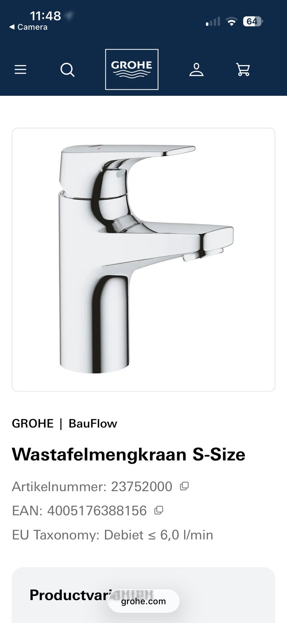 5 stuks nieuw GROHE BauFlow Wastafelmengkraan S-Size, Ophalen, Nieuw, Chroom, Kraan