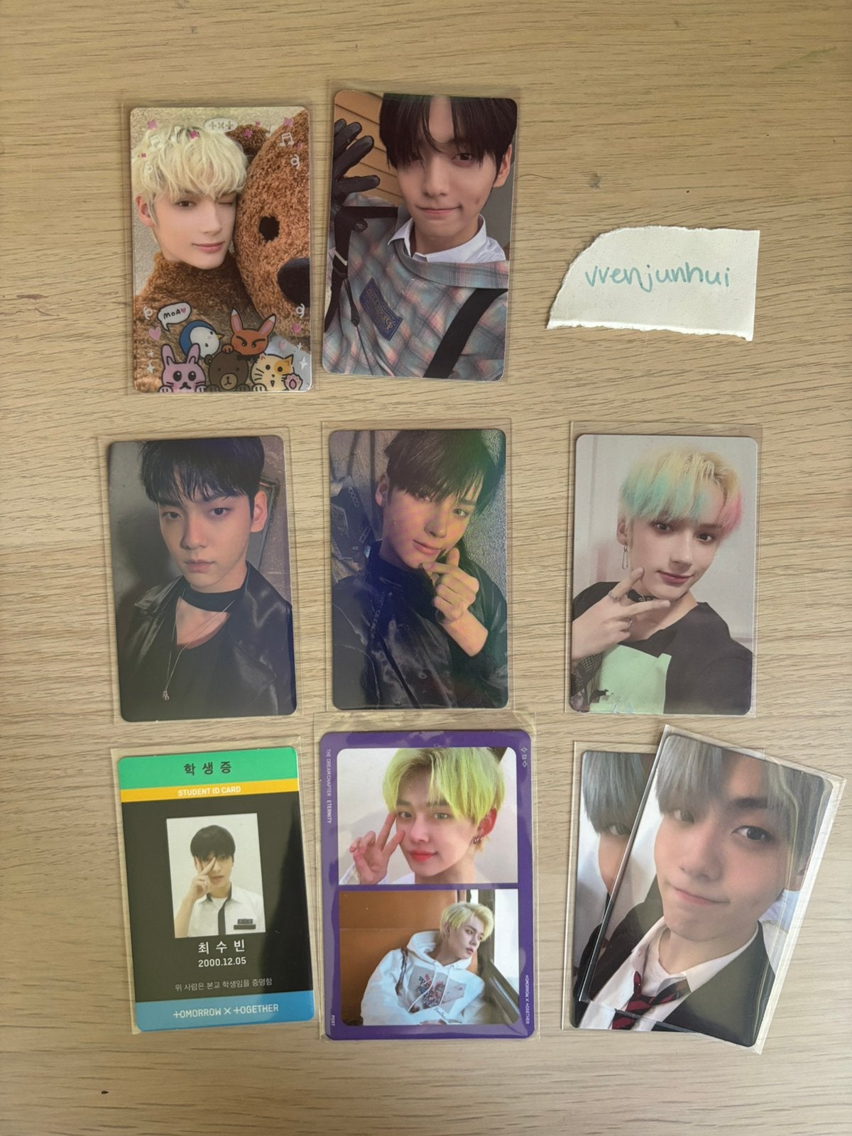 Txt photocards huening kai, soobin, yeonjun, Ophalen of Verzenden, Zo goed als nieuw, Foto of Kaart