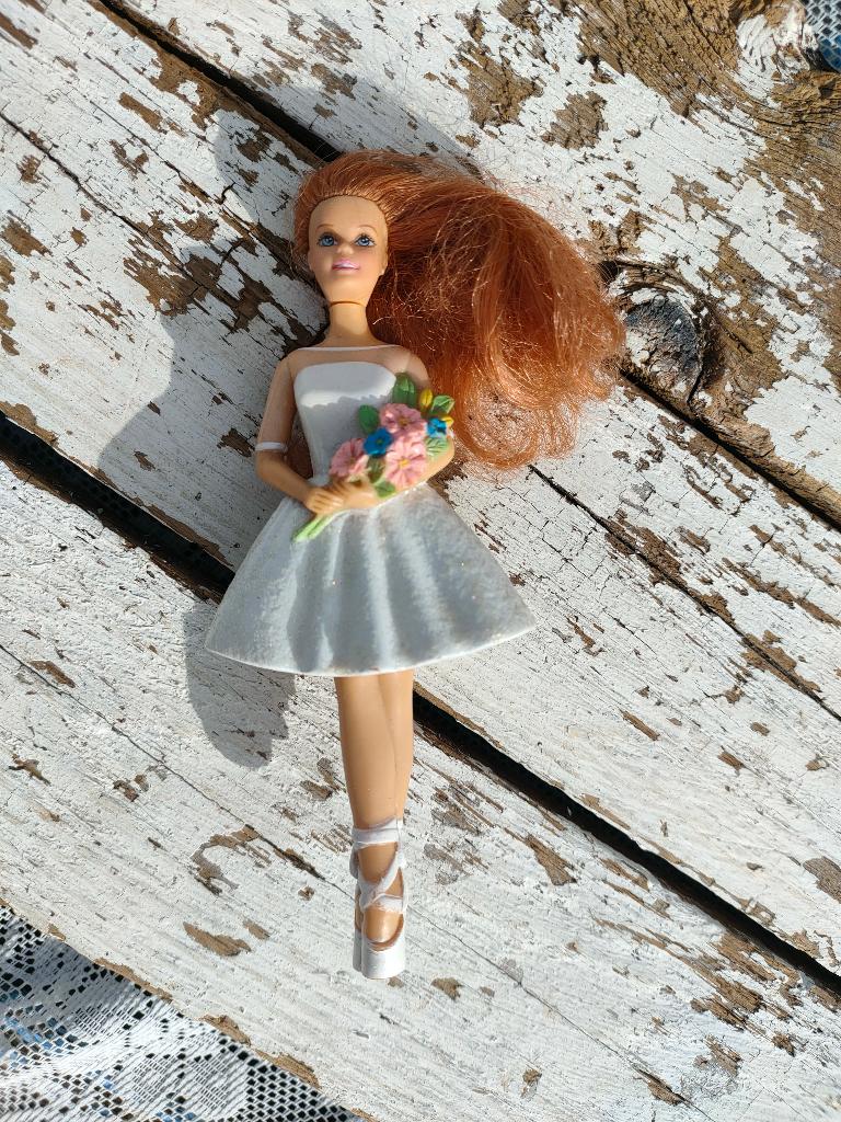 Mini Barbie Fashion. Glitterwitte jurkje/ Bruidsjurk / Bruid, Ophalen of Verzenden, Zo goed als nieuw, Pop
