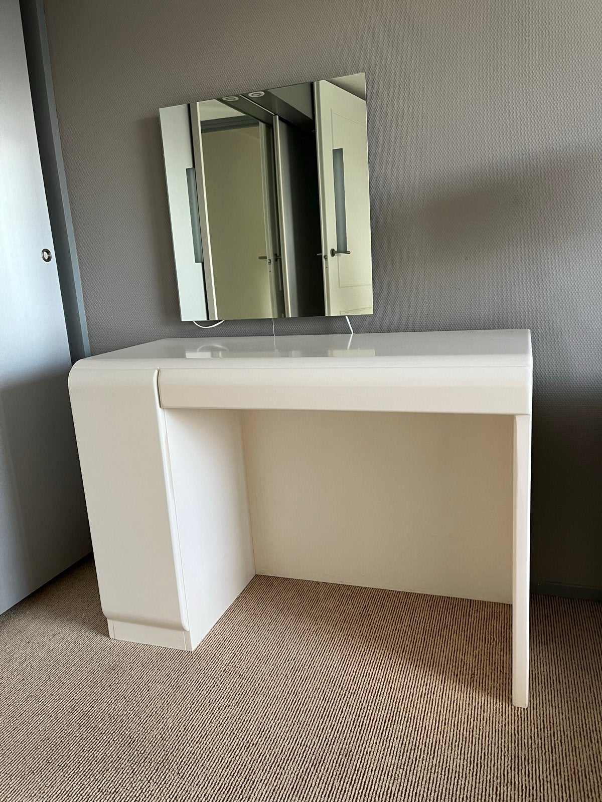 Kaptafel met uitschuifbaar kastje en spiegel, Ophalen, Gebruikt, 100 tot 150 cm, Minder dan 100 cm
