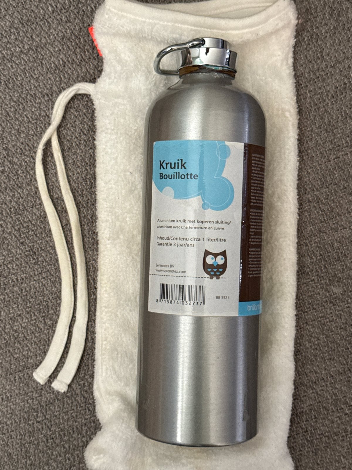 Kruik Bouillotte met hoes voor babybedje, Ophalen of Verzenden, Zo goed als nieuw