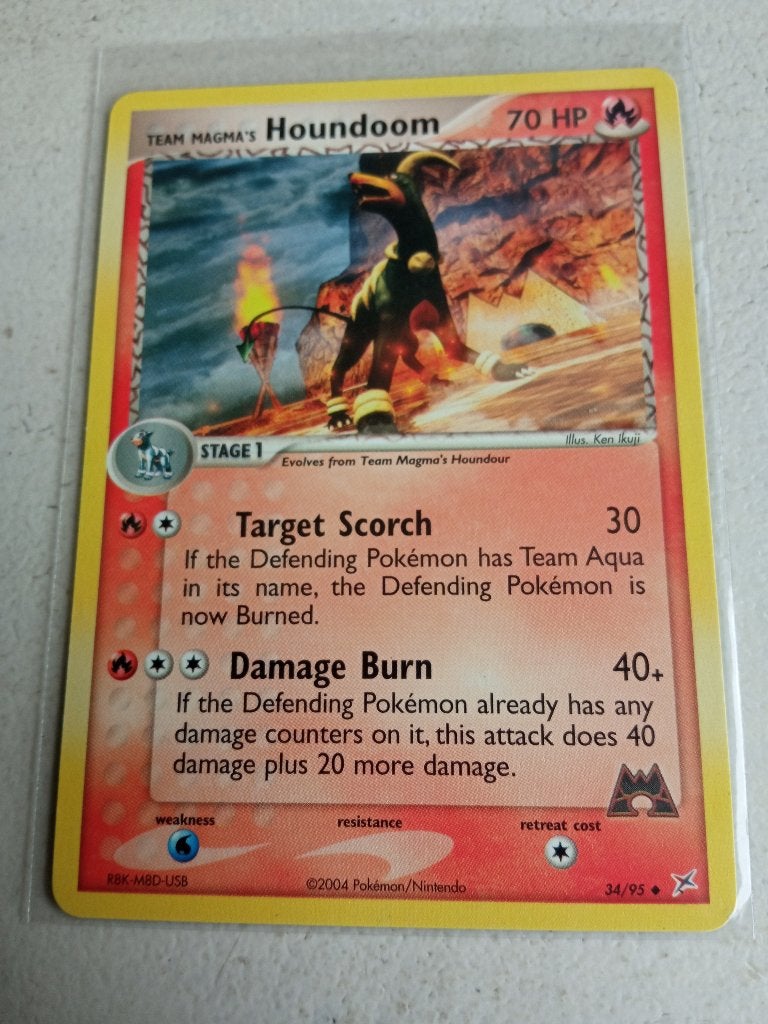 Team Magma's Houndoom 34/95 - Team magma vs Team Aqua., Ophalen of Verzenden, Zo goed als nieuw, Losse kaart