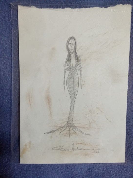 Zeer zeldzame gesigneerde Sketch Morticia Addams Family, Ophalen of Verzenden