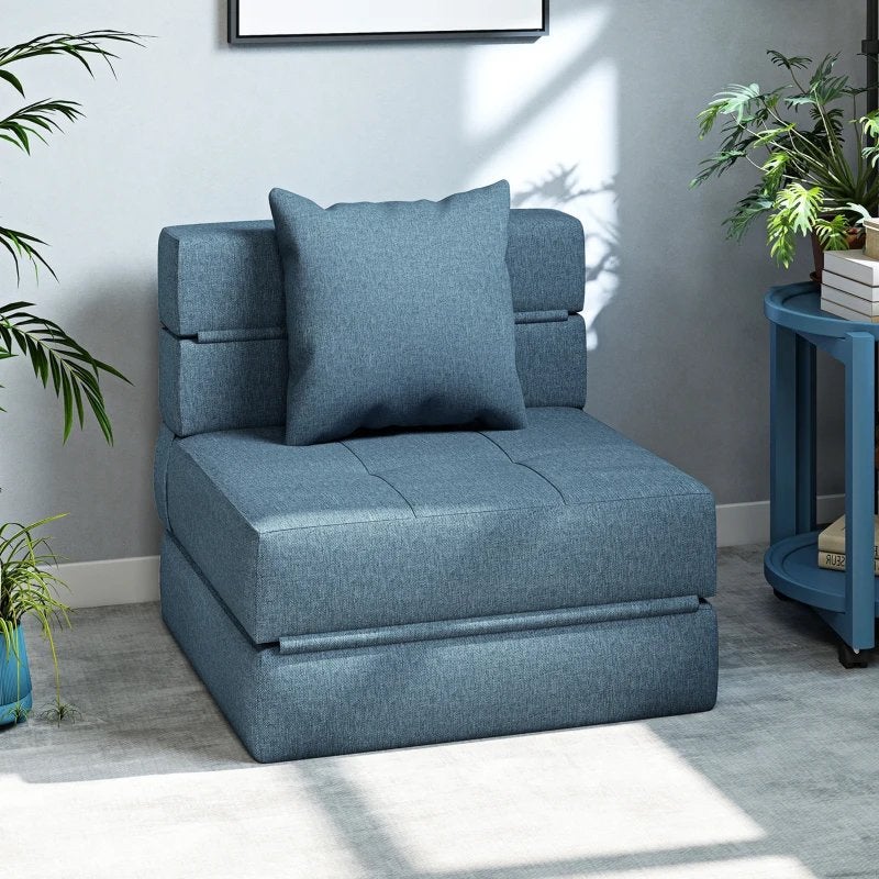 Opvouwbare slaapbank/fauteuil - Blauw NIEUW IN DOOS, Blauw, Nieuw, Ophalen of Verzenden, 200 cm