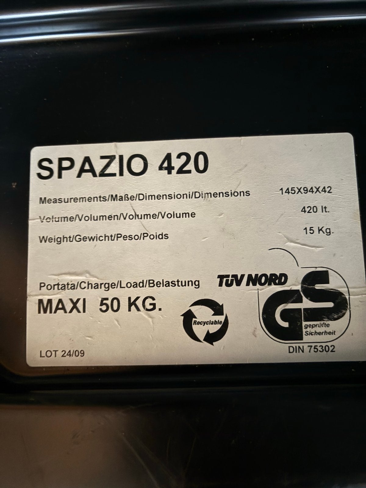 Spazio 420 Dakkoffer met dakdragers - 420 liter, Ophalen, Gebruikt