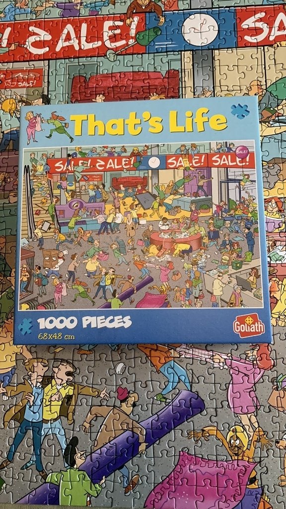 sale sale sale puzzel that's life, Ophalen of Verzenden, 500 t/m 1500 stukjes, Zo goed als nieuw, Legpuzzel