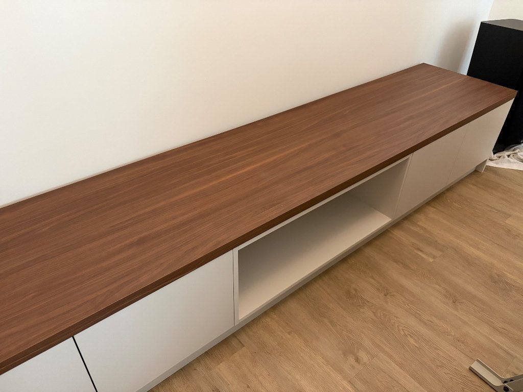Massief houten plank voor tv-meubel, kast, bureau (donker), Doe-het-zelf en Verbouw, Hout en Planken, Ophalen, 25 tot 50 mm, Nieuw