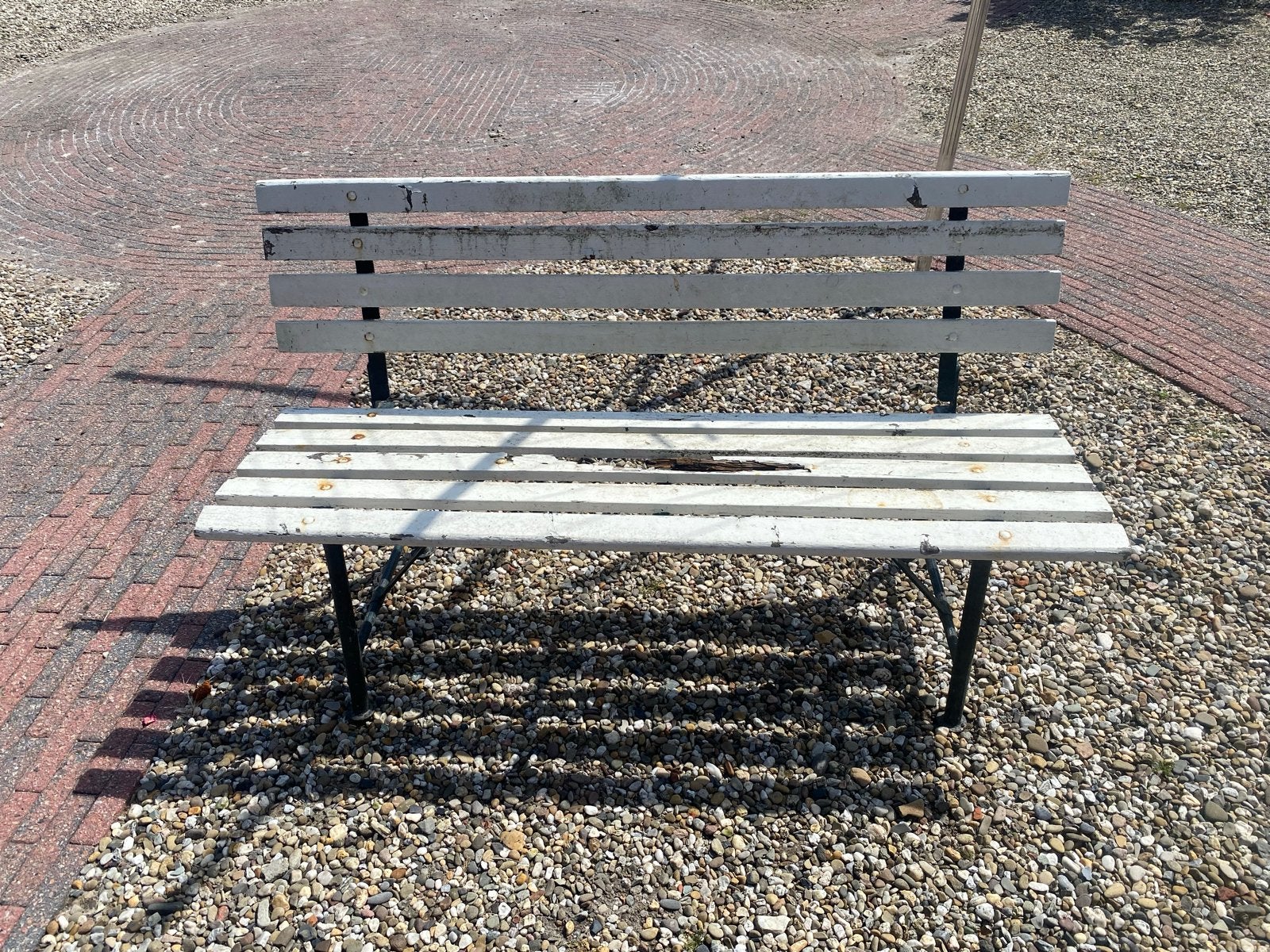 Vintage tuinbank met gietijzeren onderstel, Ophalen, Gebruikt