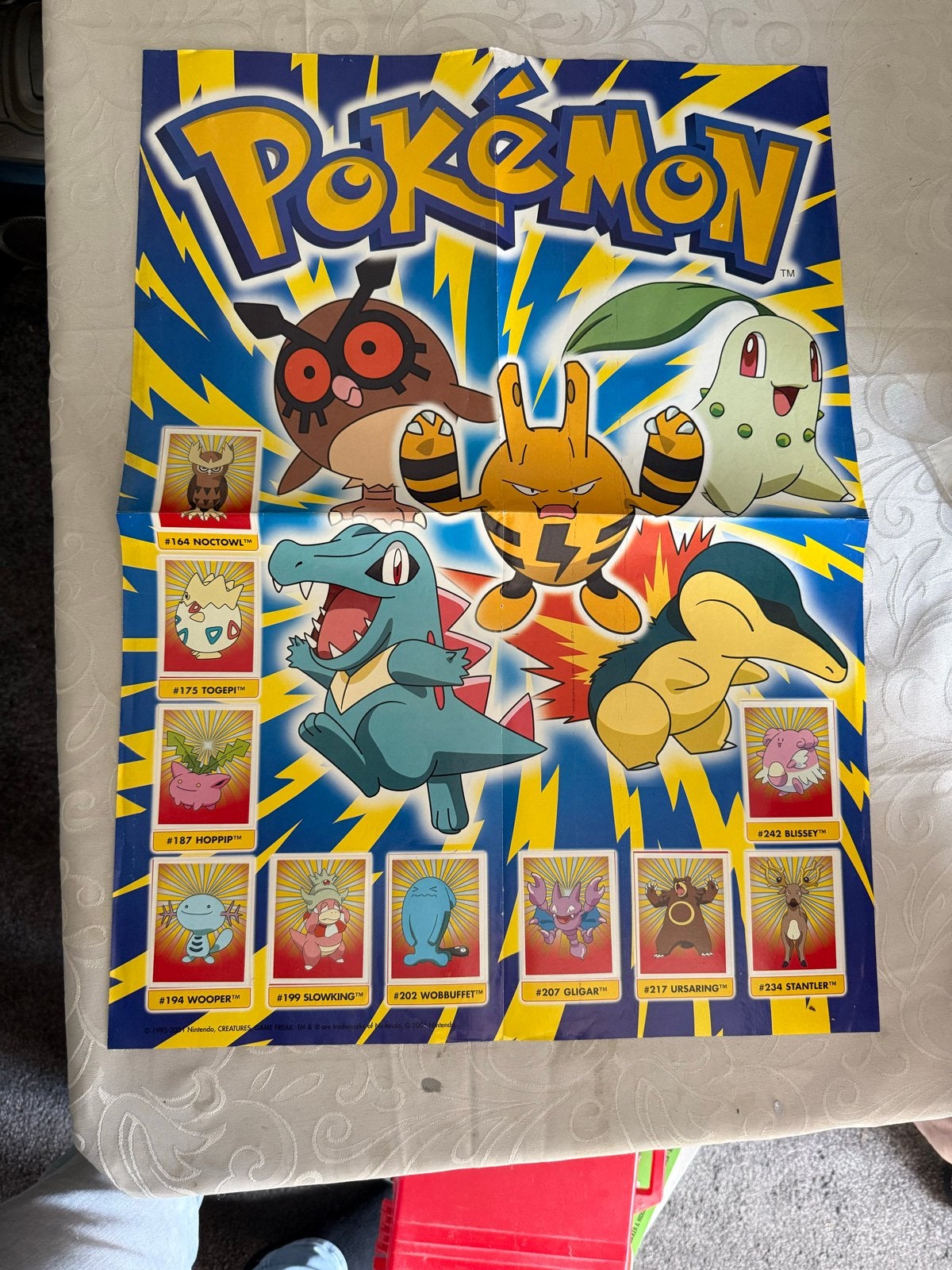 Vintage Pokémon Sticker poster van het sticker Johto album, Ophalen of Verzenden, Gebruikt, Overige typen