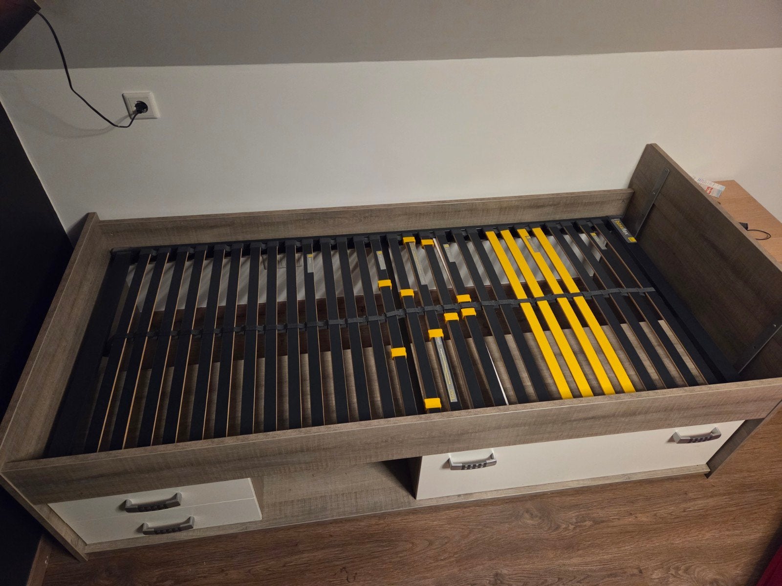 Eenpersoonsbed 90x200 met lades en klepkast, Ophalen, Gebruikt, 90 cm, 200 cm