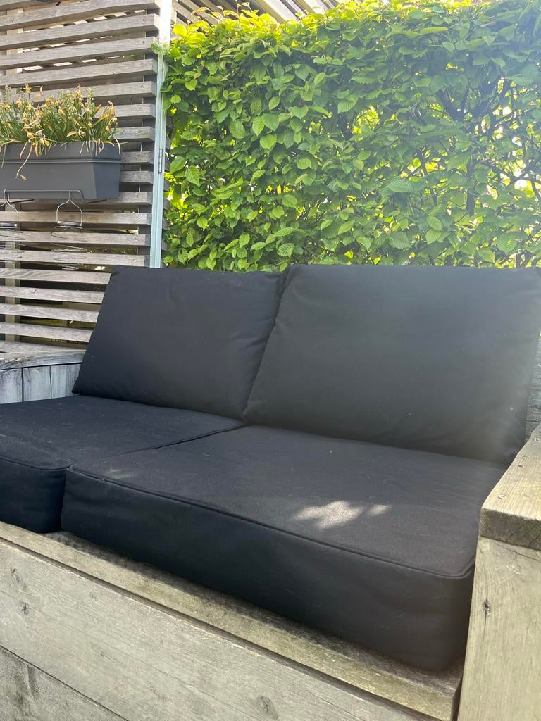 Set zwarte kussens voor in loungebank, Tuin en Terras, Tuinmeubel-accessoires, Gebruikt, Ophalen