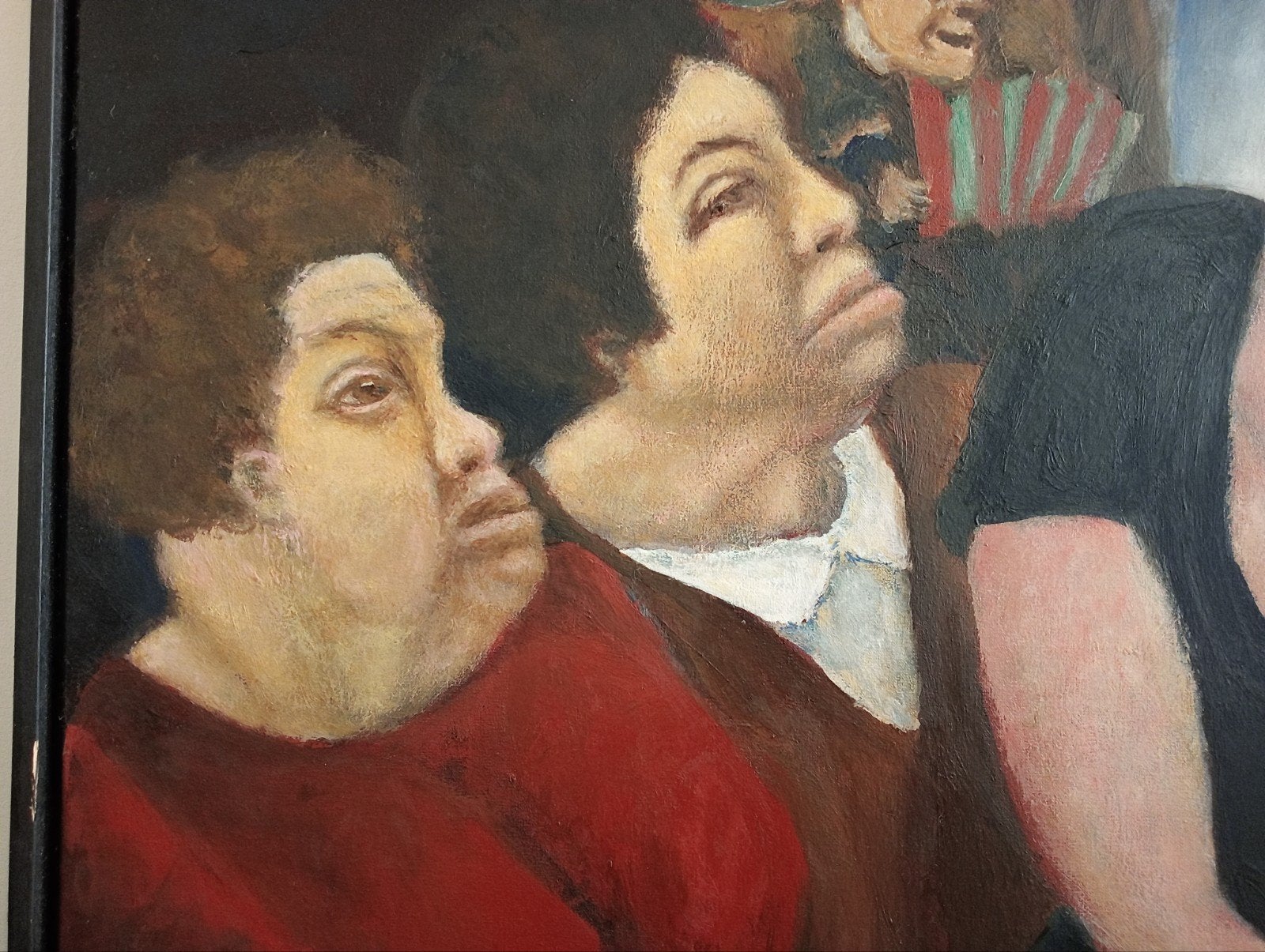 4 mensen olieverf op doek, Ophalen of Verzenden