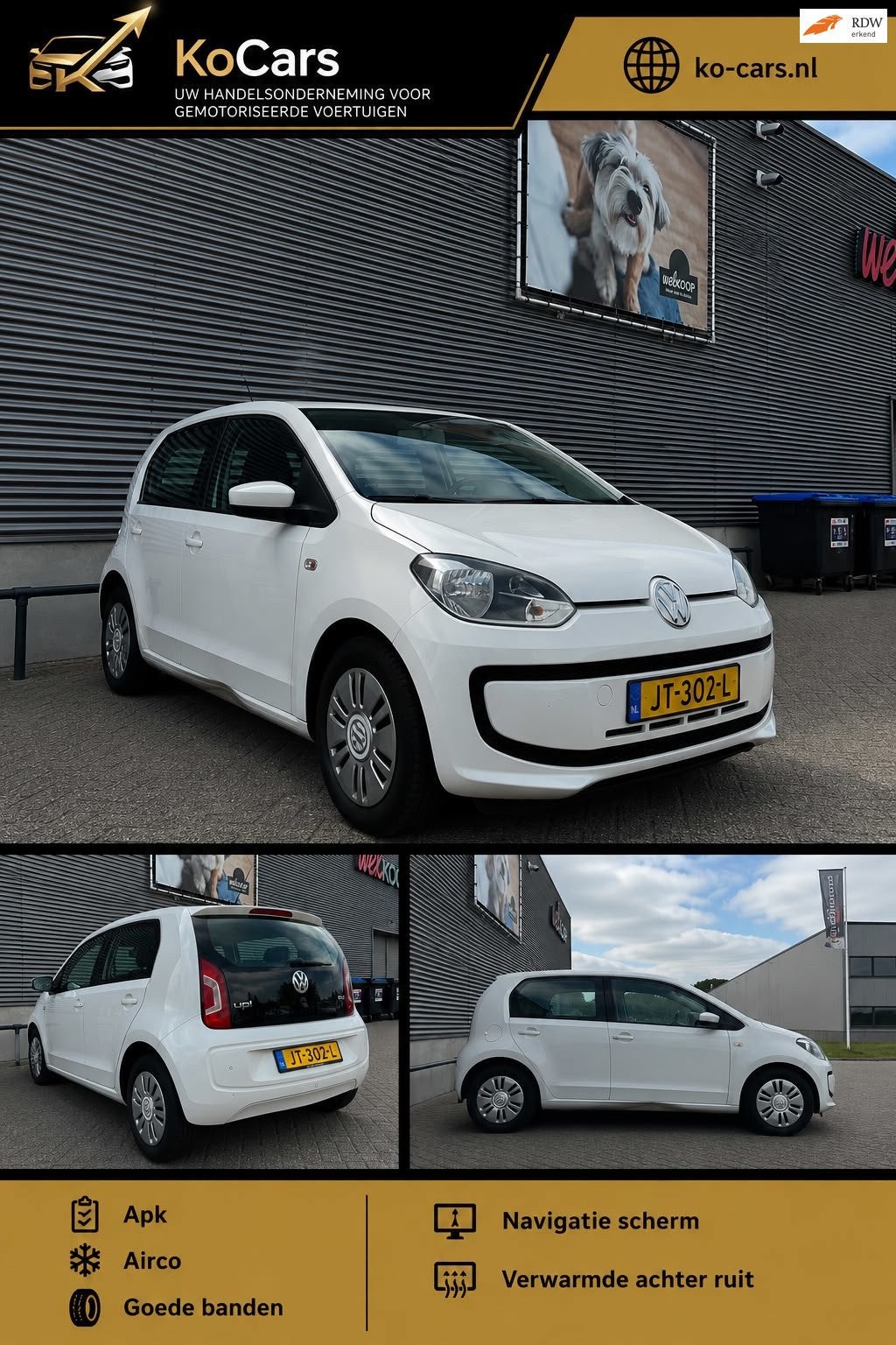 Volkswagen Up! / Apk / Airco / Multimedia / Navigatie / 5Drs, Voorwielaandrijving, Gebruikt, 840 kg, Wit