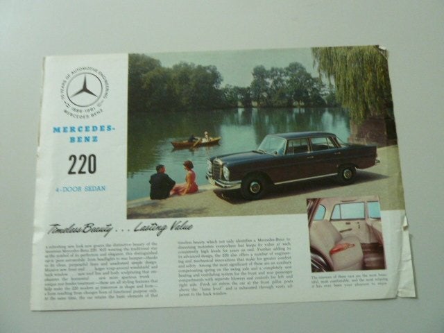 1962 Mercedes Benz 220 4-door Sedan Brochure USA, Verzenden, Gelezen, Mercedes