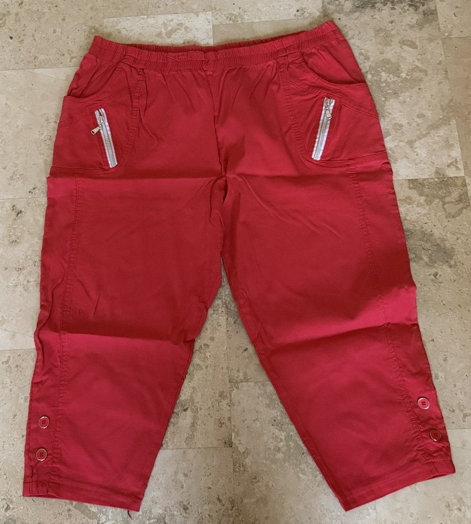 Stretch broek rood maat 44, Ophalen of Verzenden, Gedragen, Overige kleuren, W33 - W36 (confectie 42/44)
