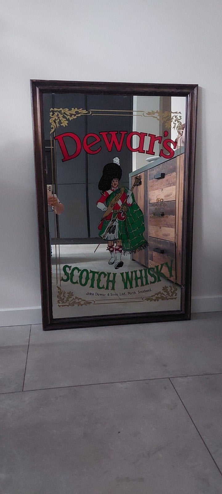 Vintage Dewar's Scotch Whisky Spiegel - Decoratief, Ophalen