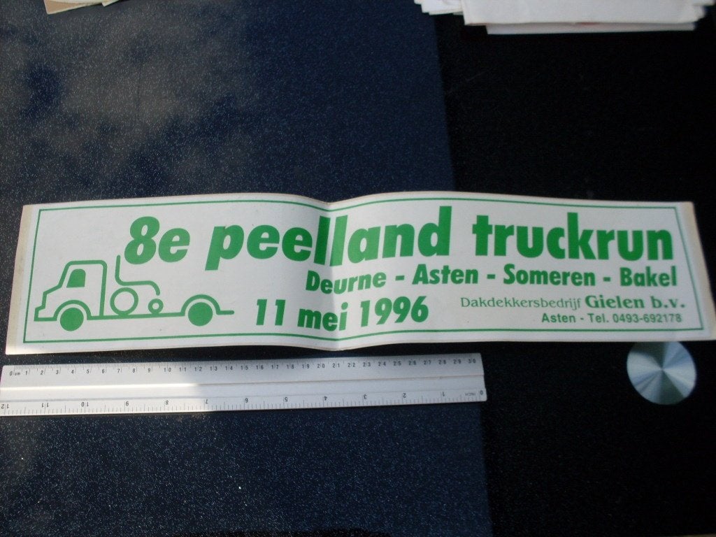 grote sticker 8e peelland truckrun 1996 deurne asten someren, Verzenden, Zo goed als nieuw, Bedrijf of Vereniging