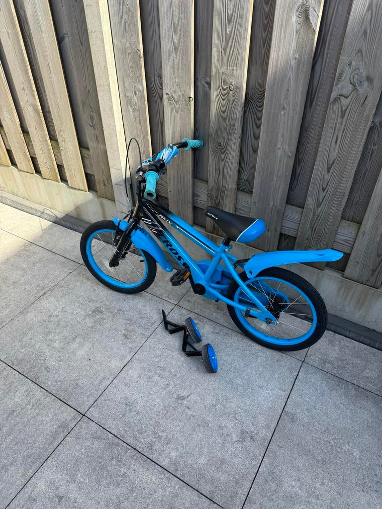 BMX Cross 16 inch kinderfiets met zijwieltjes, Ophalen of Verzenden, Gebruikt, 16 tot 20 inch