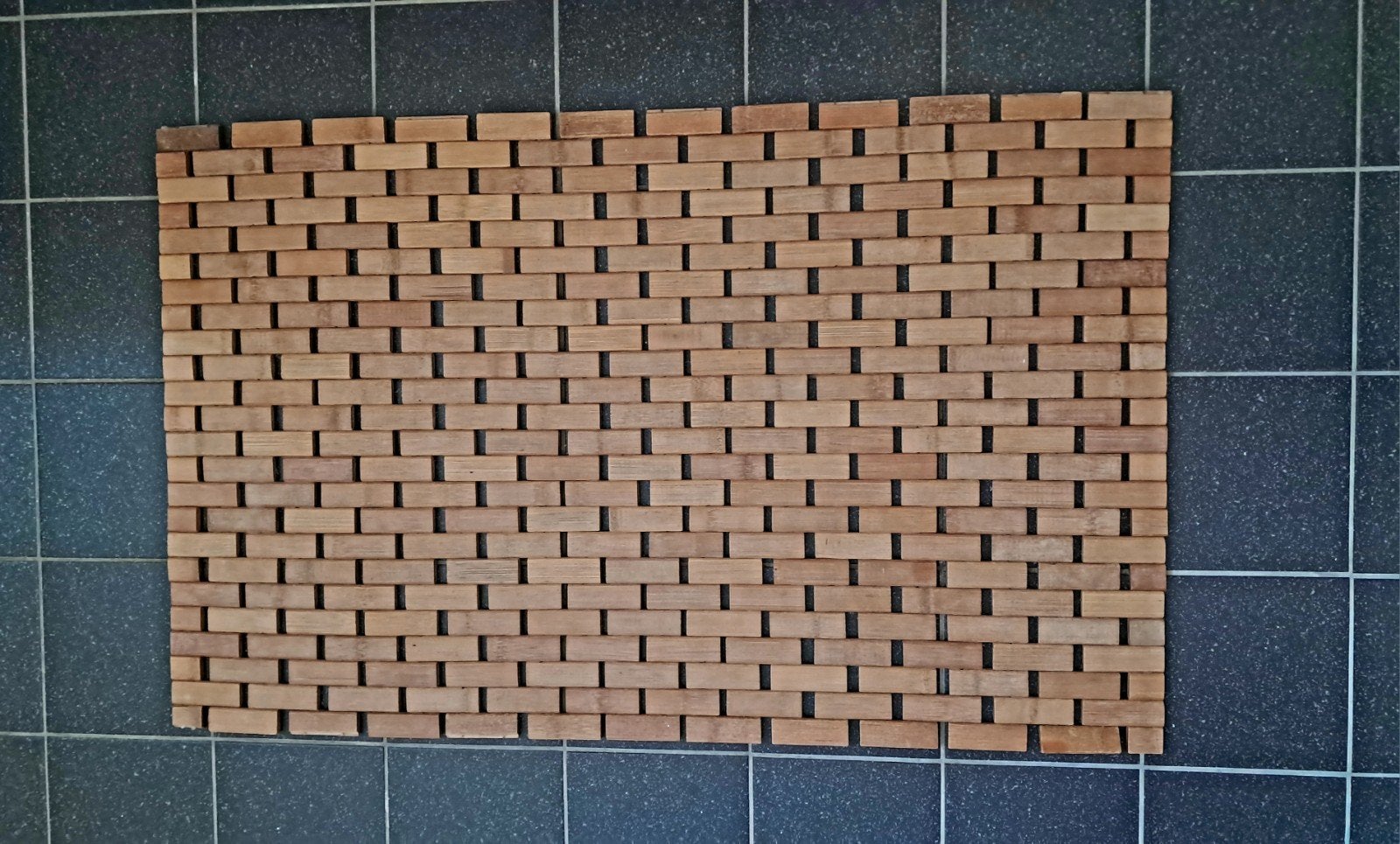 Badmat hout, Ophalen, Gebruikt, Bruin, Badmat