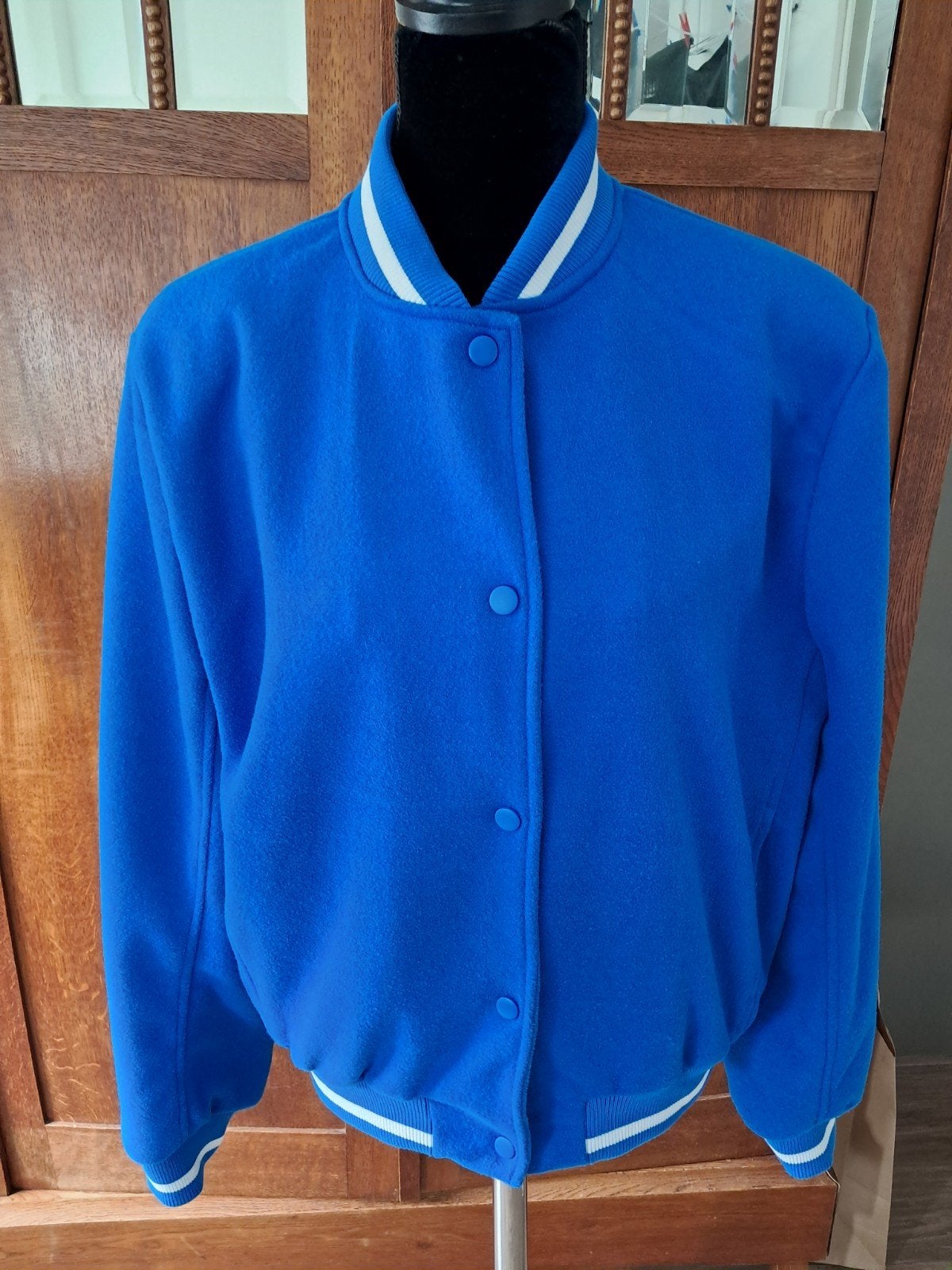 Blauw bomber baseball jacket maat: L, Maat 38/40 (M), Blauw, Ophalen of Verzenden, Zo goed als nieuw
