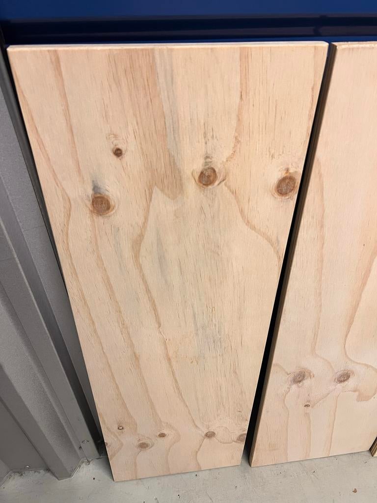 4 op maat gezaagde houten plankjes 94x31 cm, Ophalen, Minder dan 25 mm, Nieuw, Plank