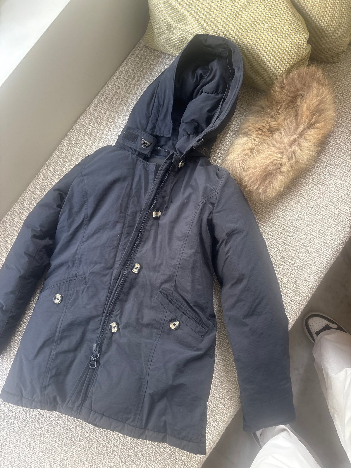 Airforce meisjes jas maat 12 blauw met afritsbare bontkraag, Ophalen of Verzenden, Gebruikt, Meisje, Jas