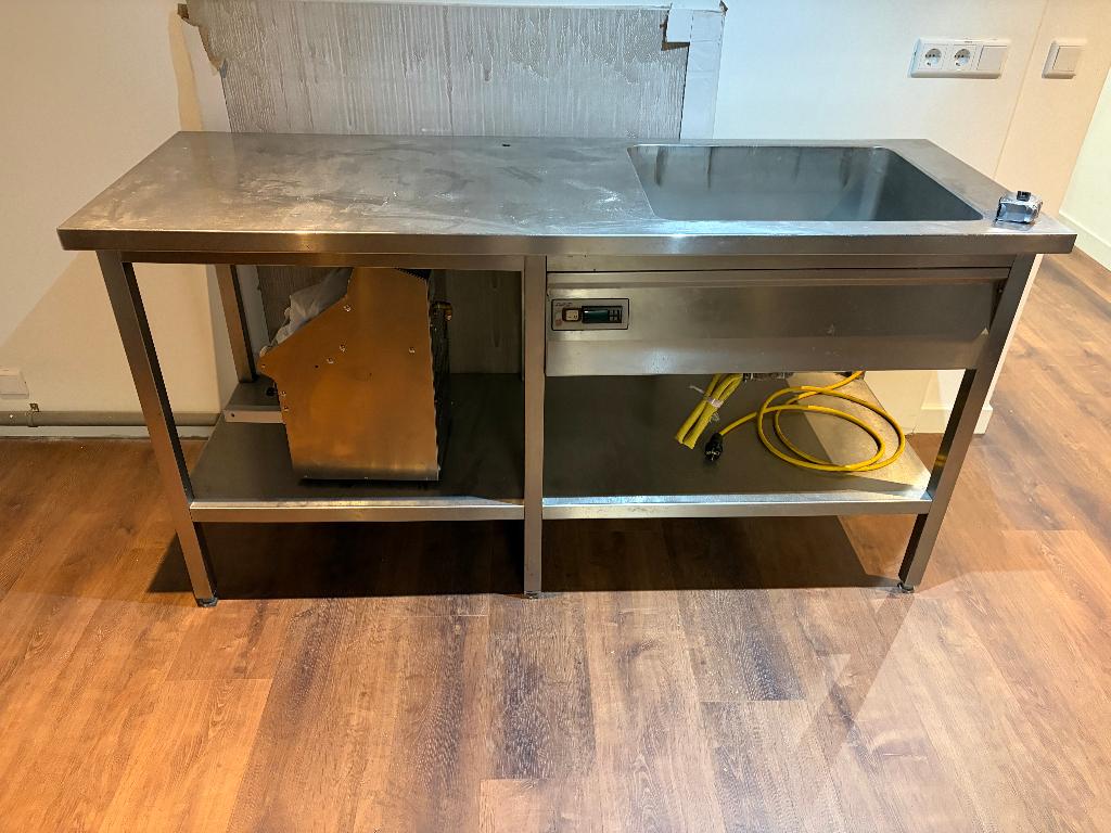 RVS Werktafel Tafel met Bain Marie, Ophalen of Verzenden, Gebruikt, RVS Meubilair