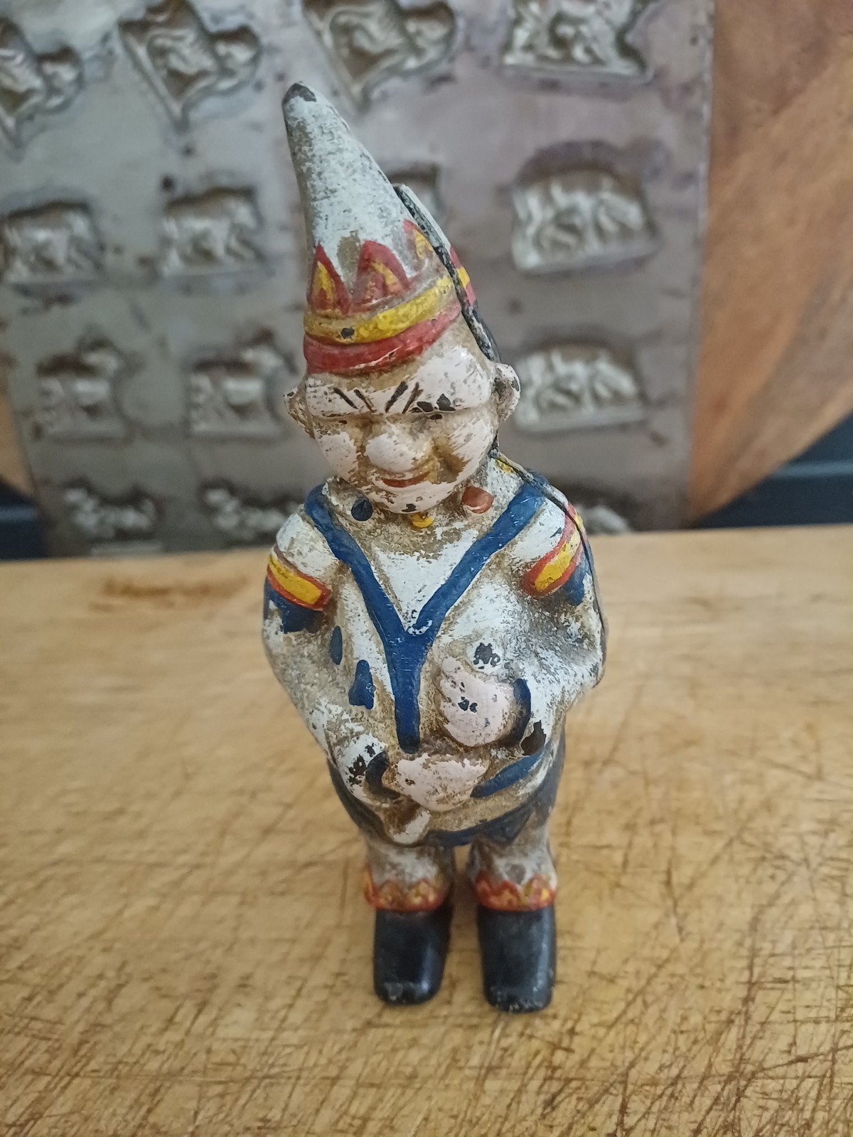 Antieke Franse zwaar ijzeren Spaarpot Kabouter, Verzenden