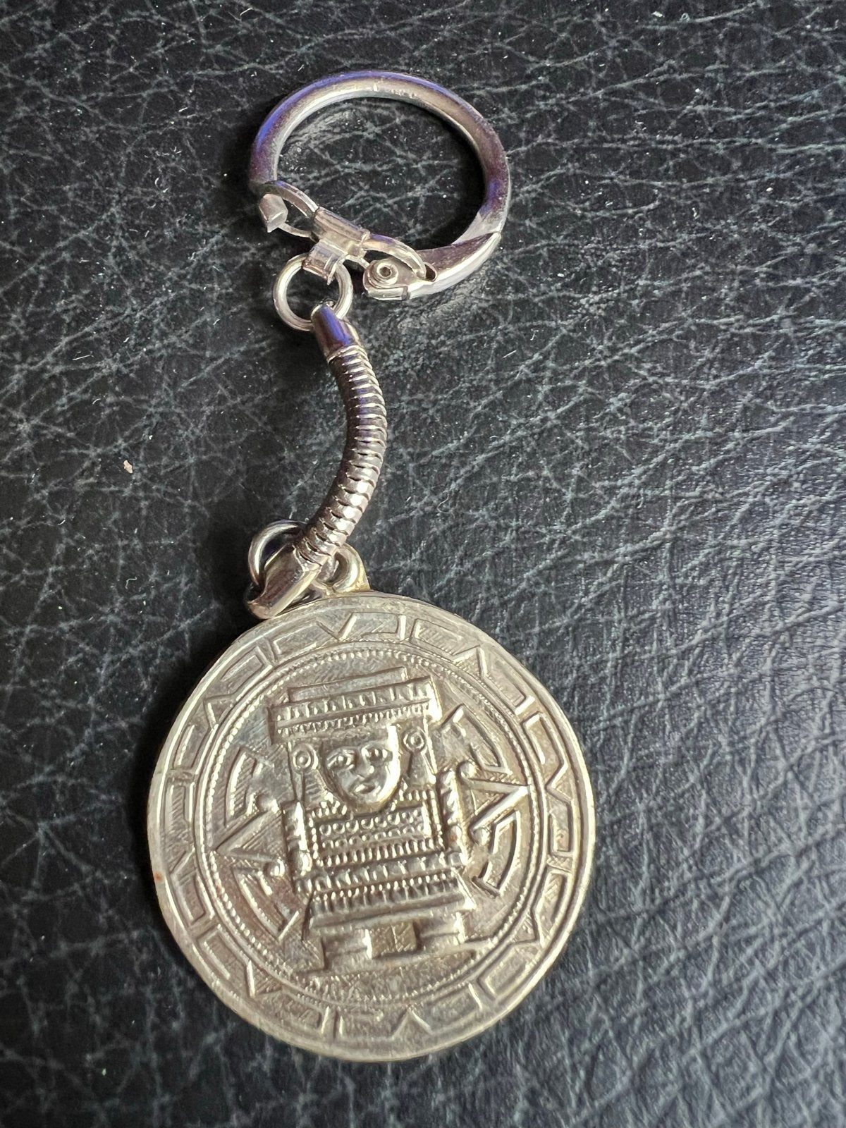 Vintage Mexicaanse Alpaca Zilveren Sleutelhanger Azteek, Ophalen of Verzenden, Gebruikt, Stad of Land