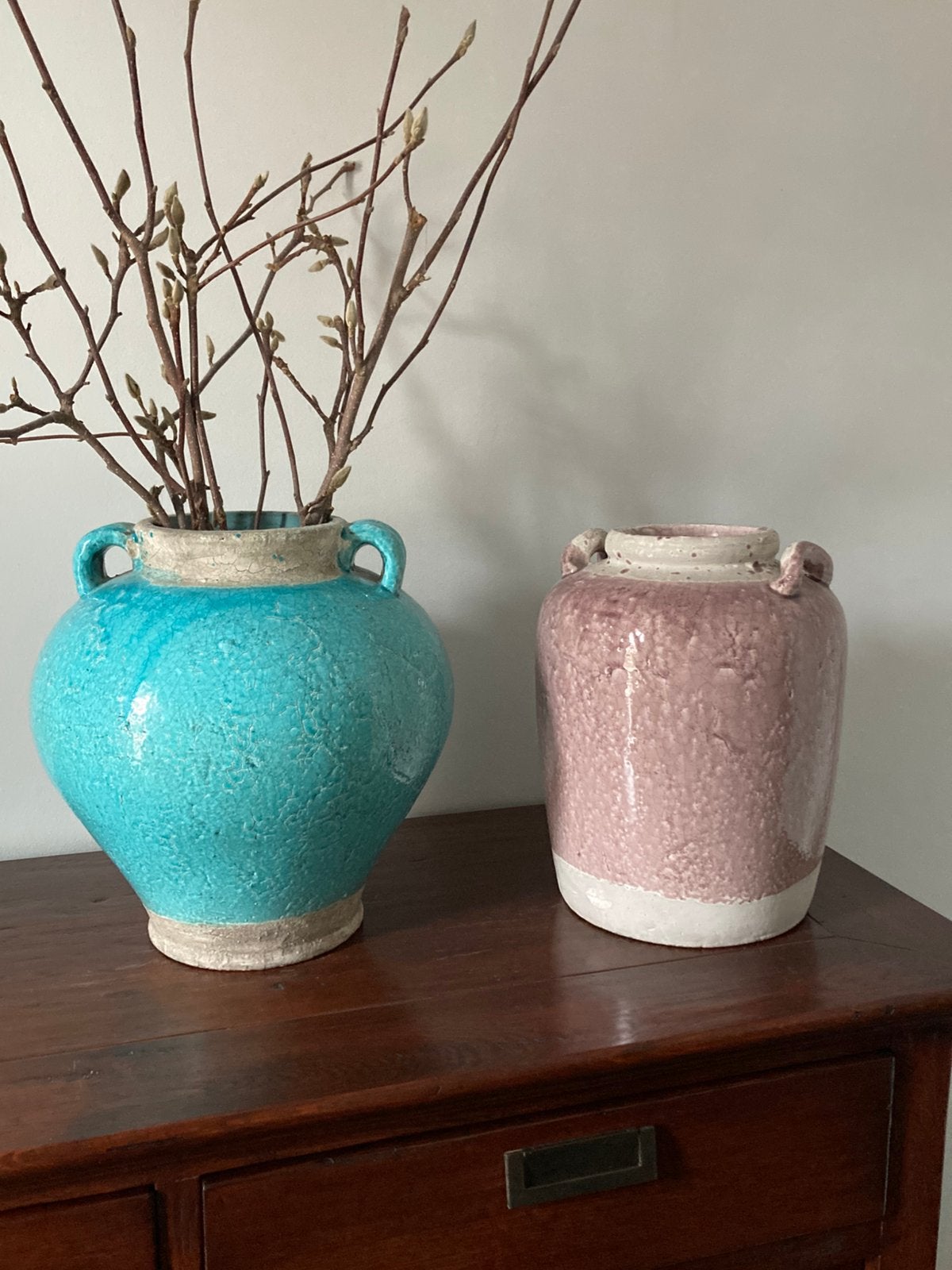 Brynxz potten/vazen - oud roze / turquoise, Huis en Inrichting, Woonaccessoires | Vazen, Ophalen, Overige kleuren, Aardewerk of Porselein