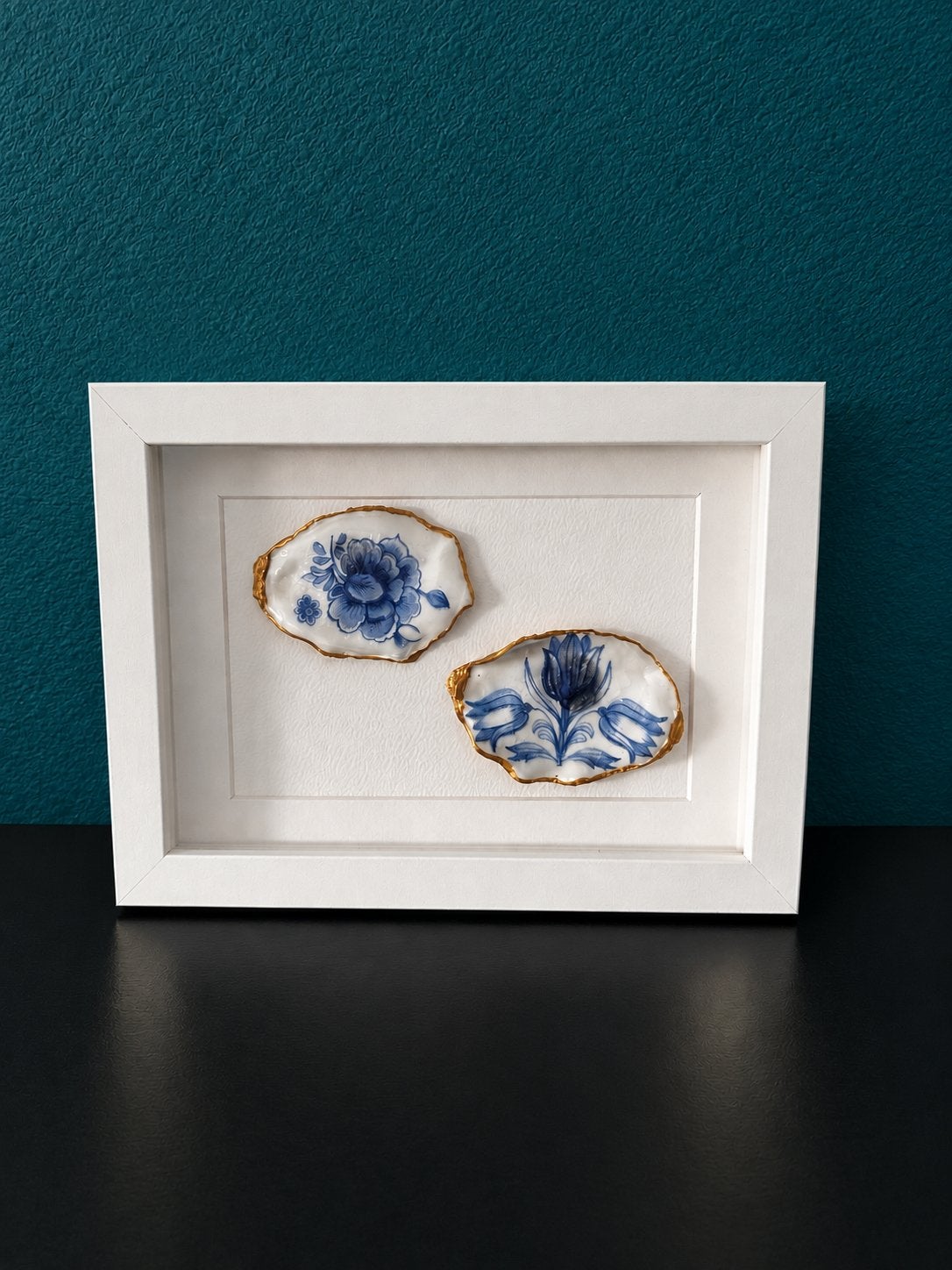 Wit lijstje 13 x 15 met bewerkte oesterschelpen, Ophalen of Verzenden, Nieuw