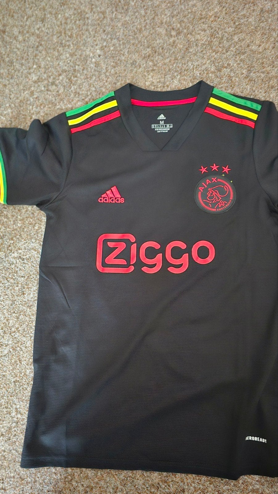 Ajax Marley voetbalshirt - Maat M - Zo goed als nieuw, Kleding | Heren, T-shirts, Maat 48/50 (M), Zwart, Ophalen of Verzenden