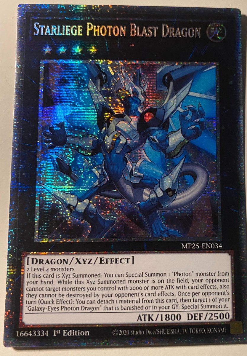Yu-Gi-Oh! Starliege Photon Blast Dragon MP25 1st Edition !, Ophalen of Verzenden, Zo goed als nieuw, Losse kaart, Foil