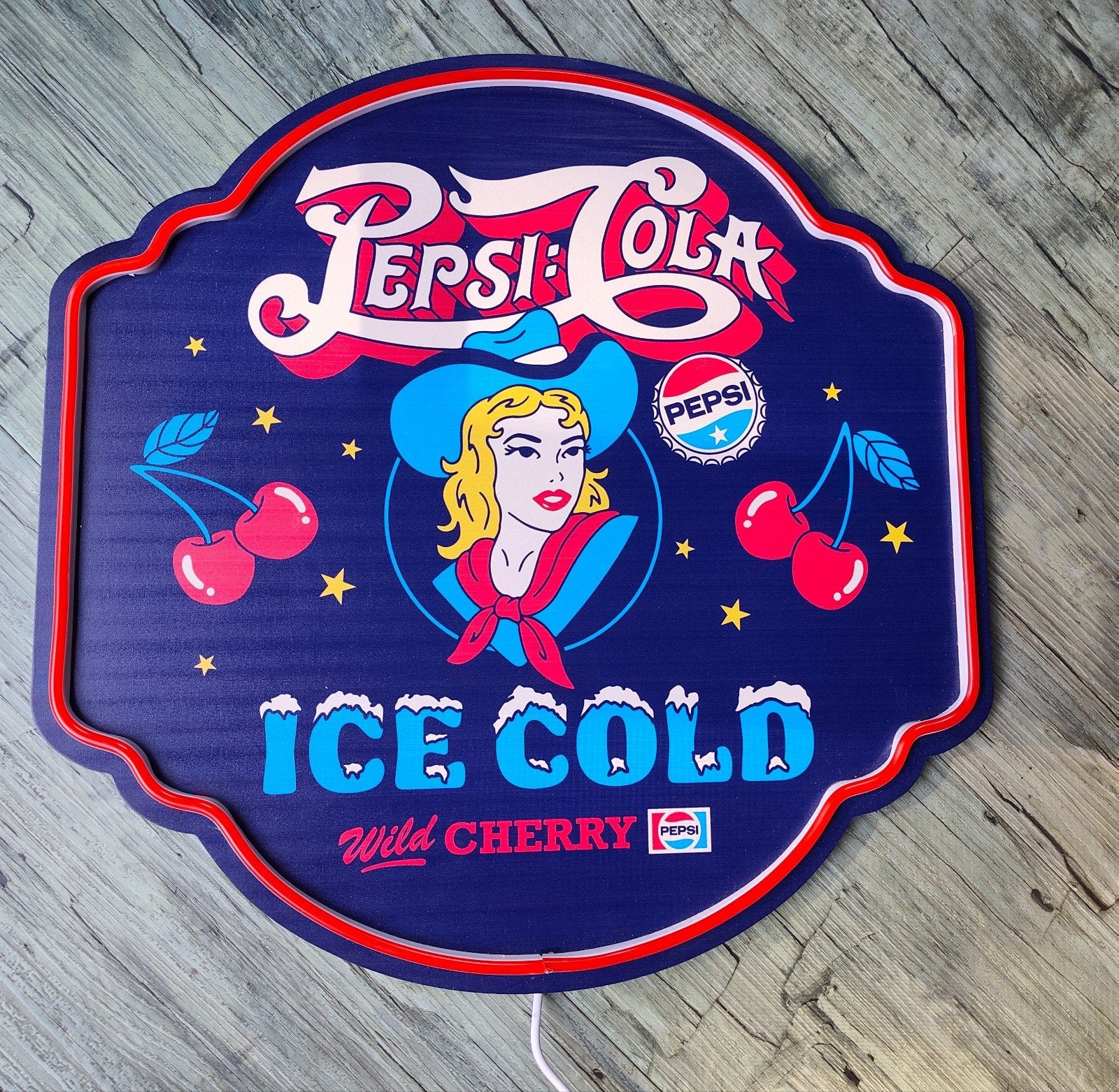 Pepsi Cola Wild Cherry led neon reclame bord USA, Ophalen of Verzenden, Nieuw, Lichtbak of (neon) lamp